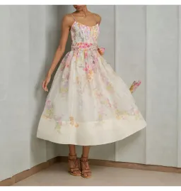 Zimmermann Natura Corset Midi Dress Kaleidoscope Garden Size 2 / AU 12 for rent on The Volte - image 1