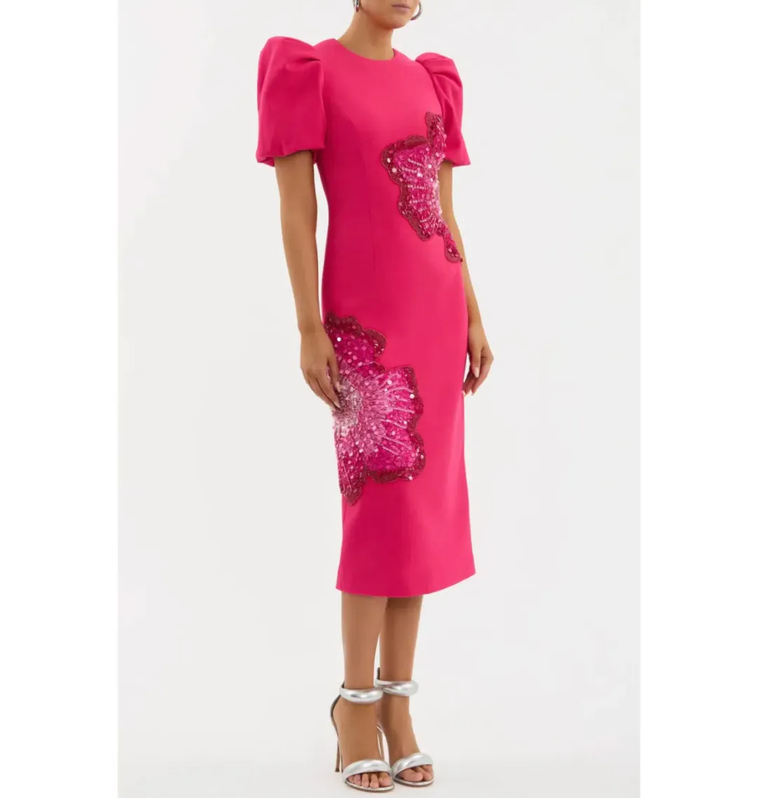 Rebecca Vallance Layana Midi Dress in Raspberry Size AU 10 for rent on The Volte - main image