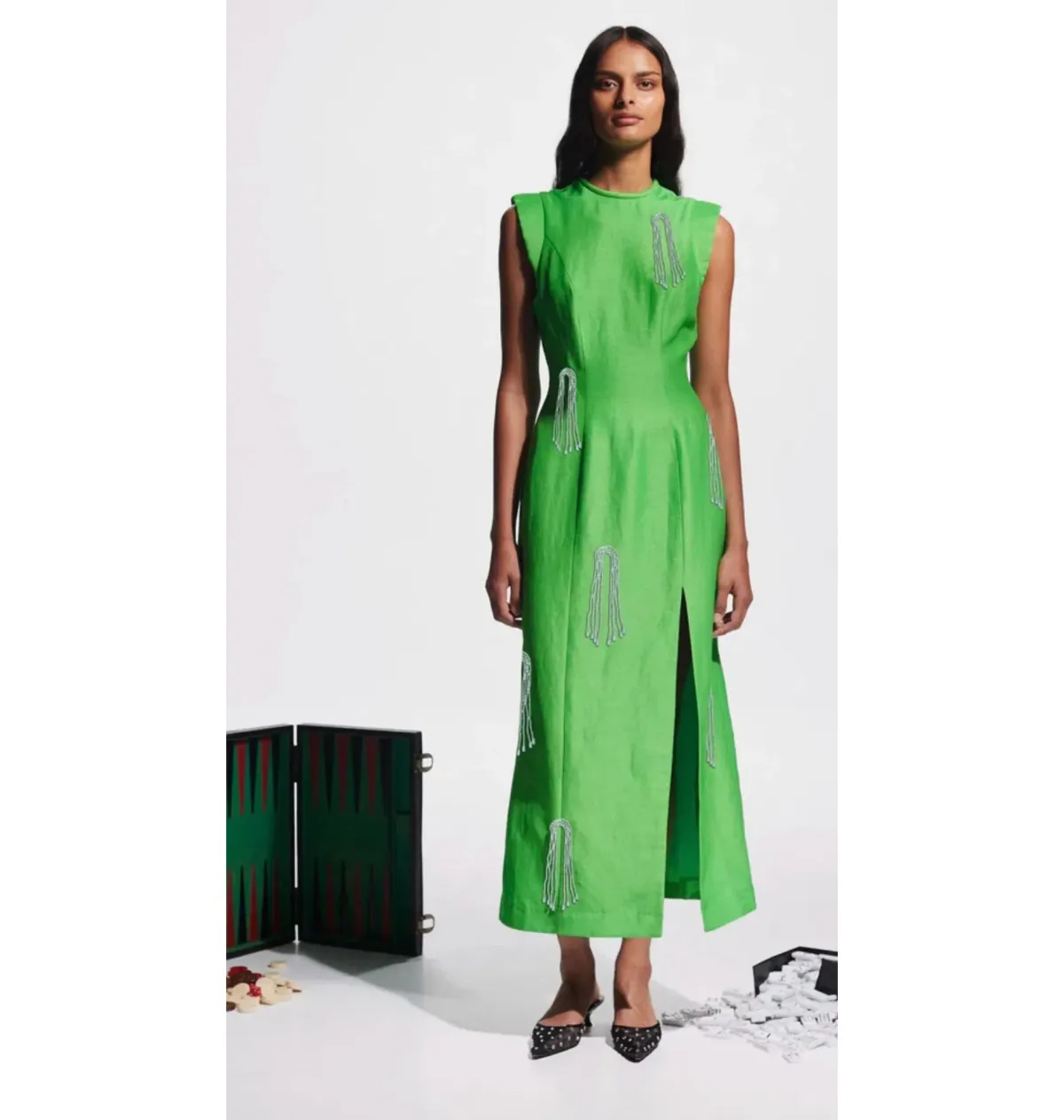 Alemais Dazzle Midi Dress Green Size AU 8 for rent on The Volte - main image