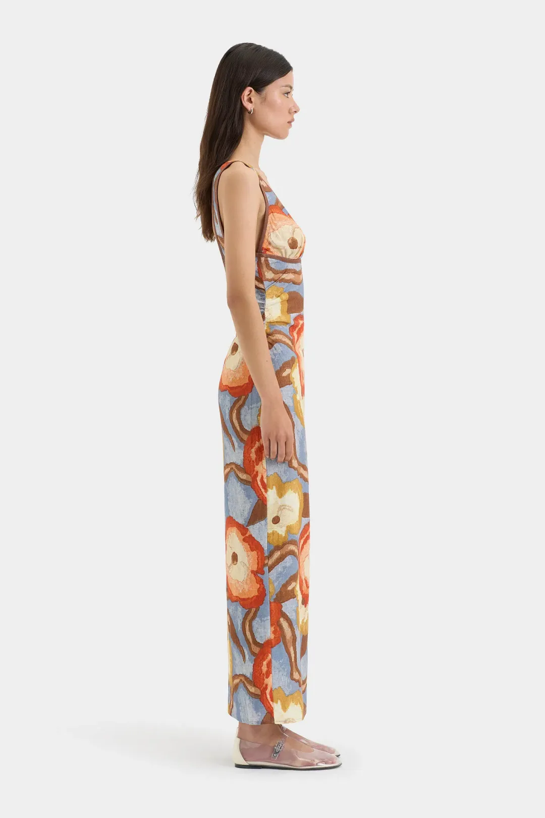 Sir the Label Avery V Neck Midi Dress Camellia Print Size 1 (AU 8) for rent on The Volte - main image