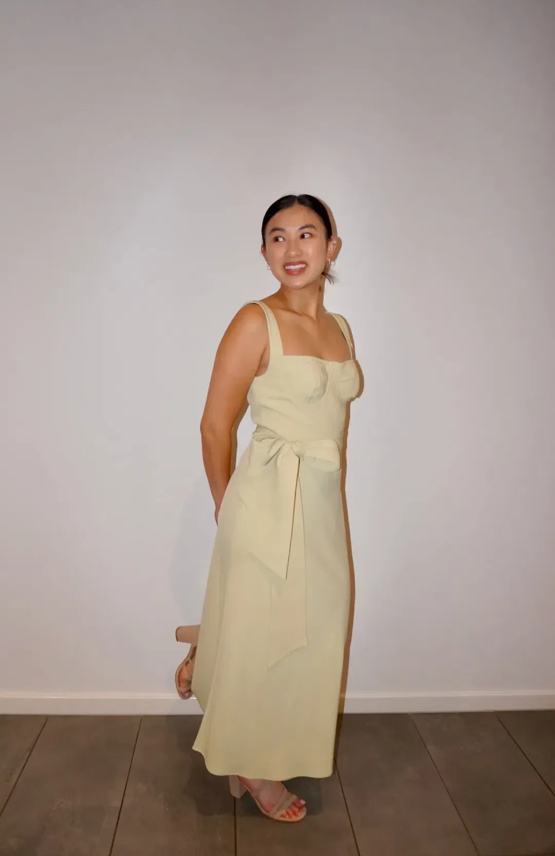 By Johnny Ora Bust Midi Dress Pistachio Size 14 for rent on The Volte - main image