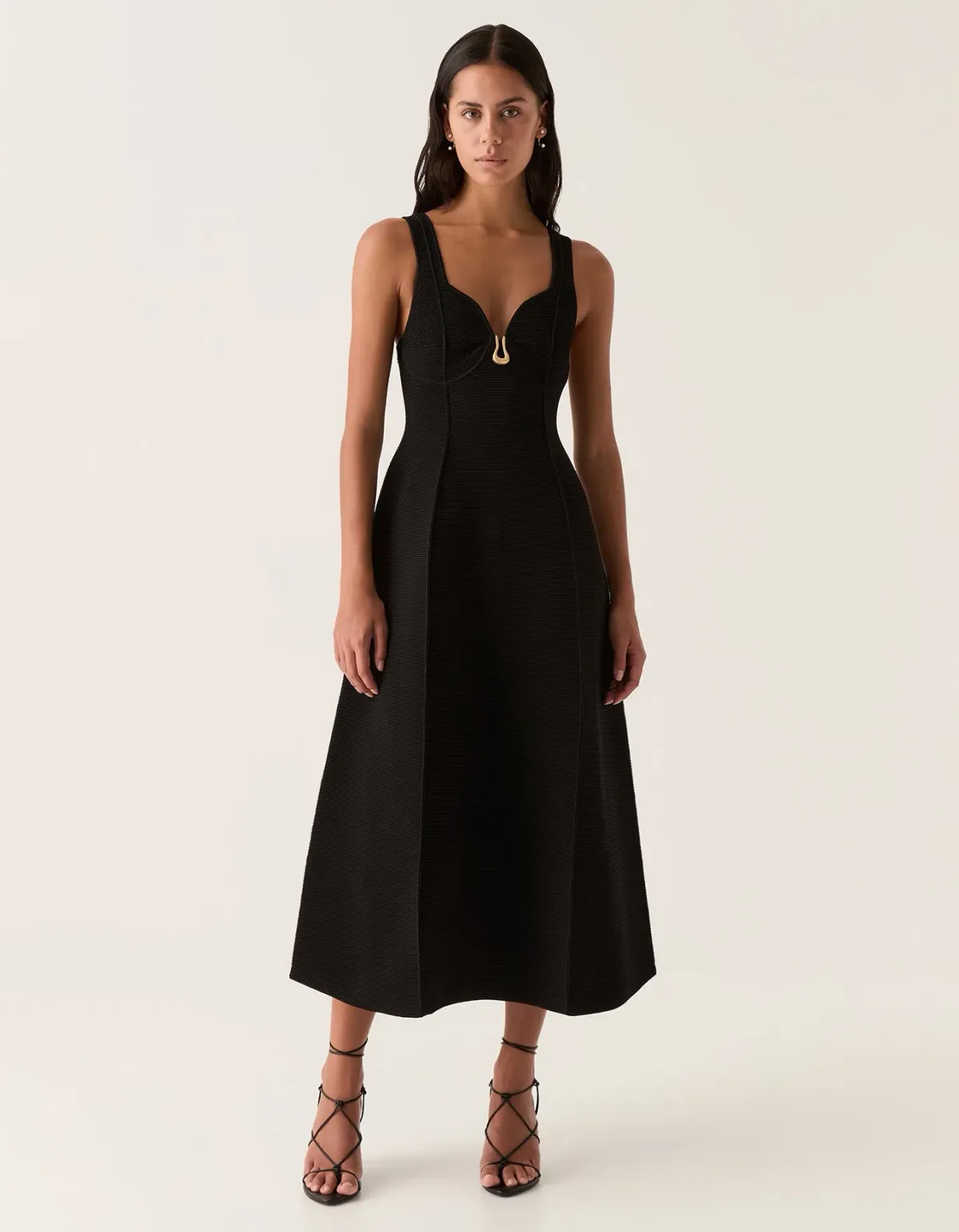Aje Marisole Knit Midi Dress Black Size L / AU 12 for rent on The Volte - main image