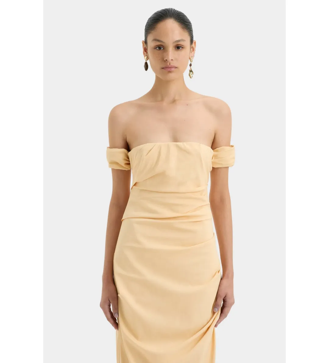 Sir the Label The Carmen Draped Gown in Light Peach Size 2/Au 10  for rent on The Volte - main image