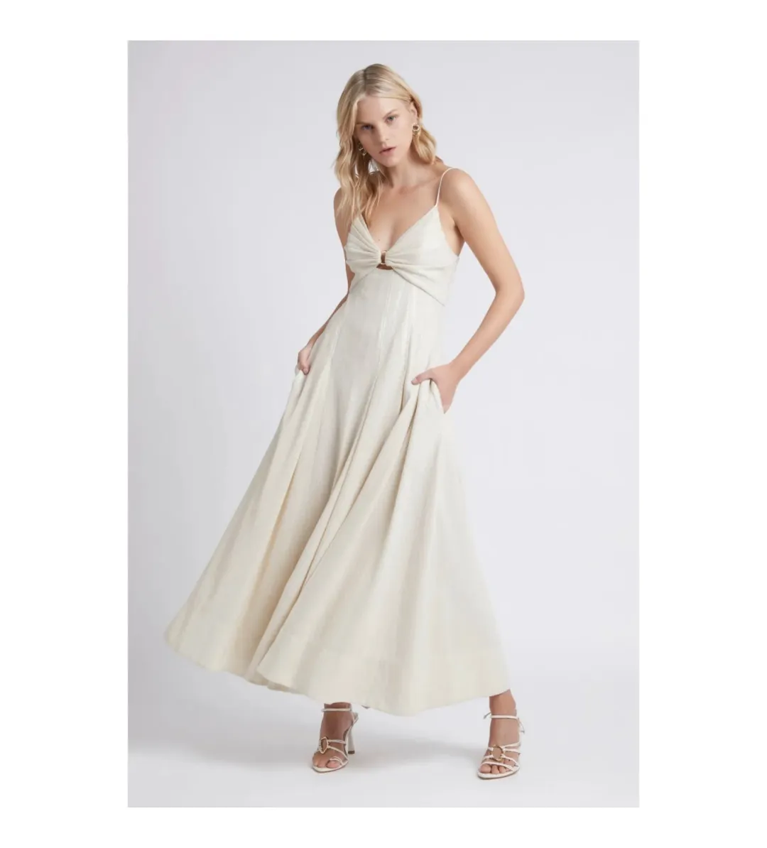 Aje Idyllic Strappy Sequin Dress White Size 8 for rent on The Volte - main image