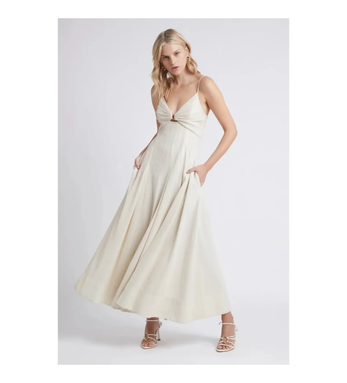 Aje Idyllic Strappy Sequin Dress White Size 8 for rent on The Volte - main image