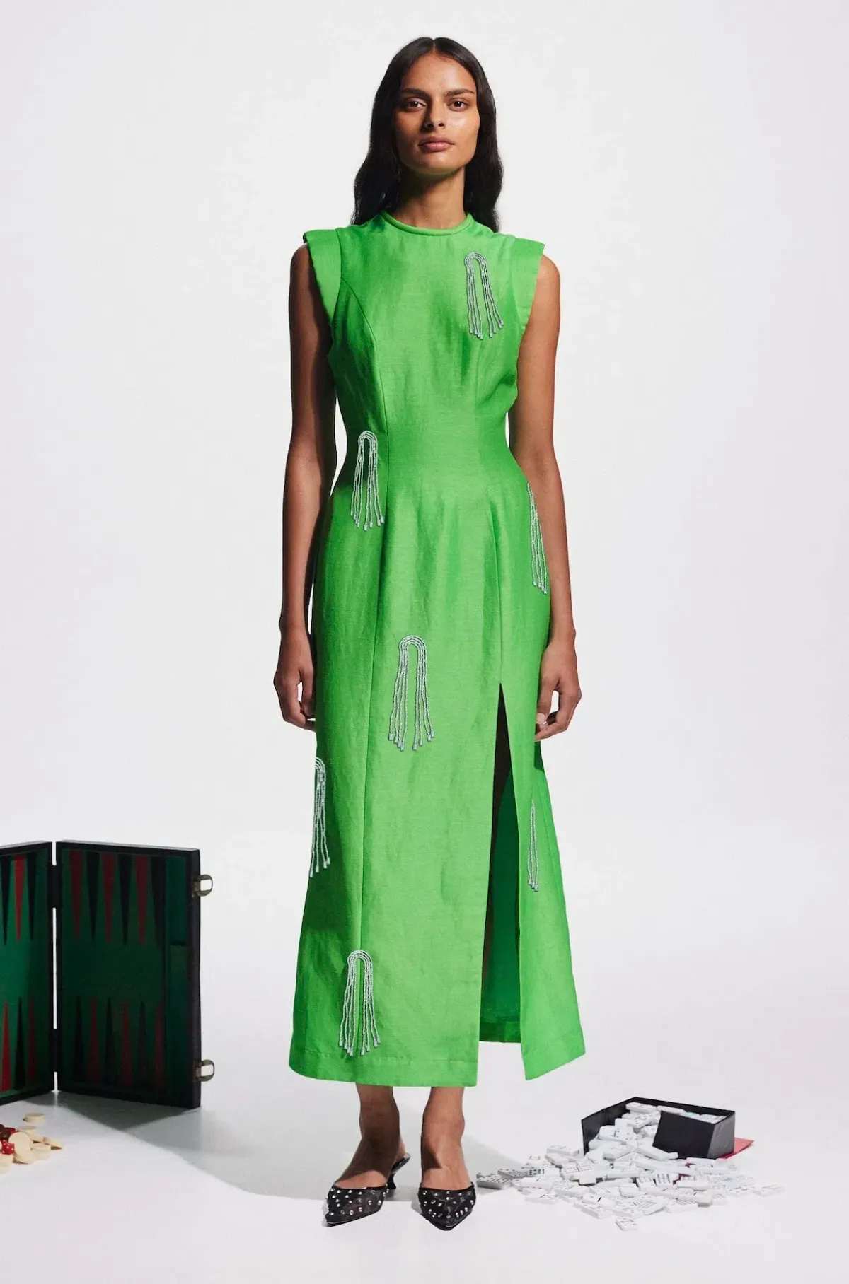 Alemais Dazzle Midi Dress Green Size 12 for rent on The Volte - main image
