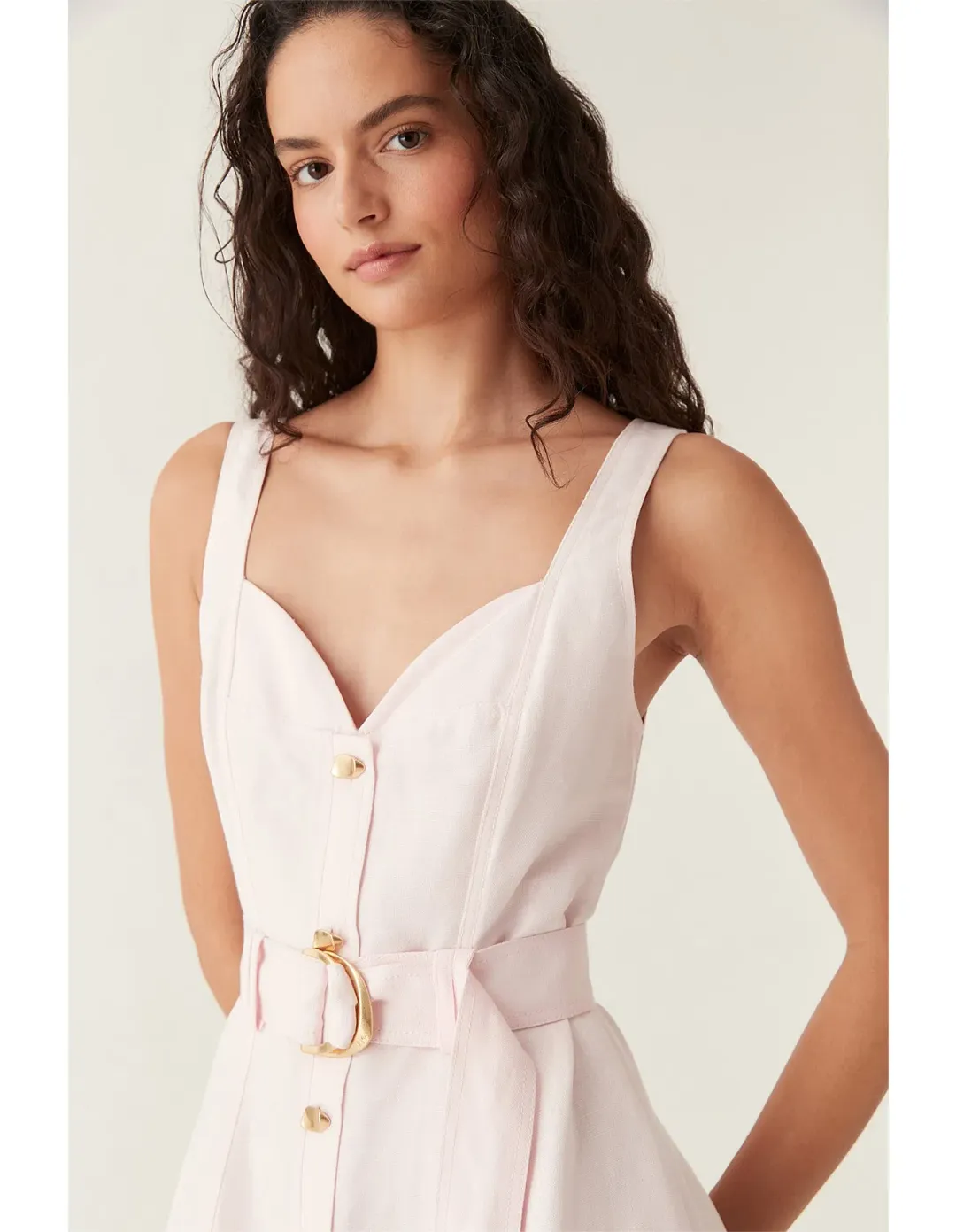 Aje Clay Belted Midi Dress Pastel Pink size8 for rent on The Volte - main image