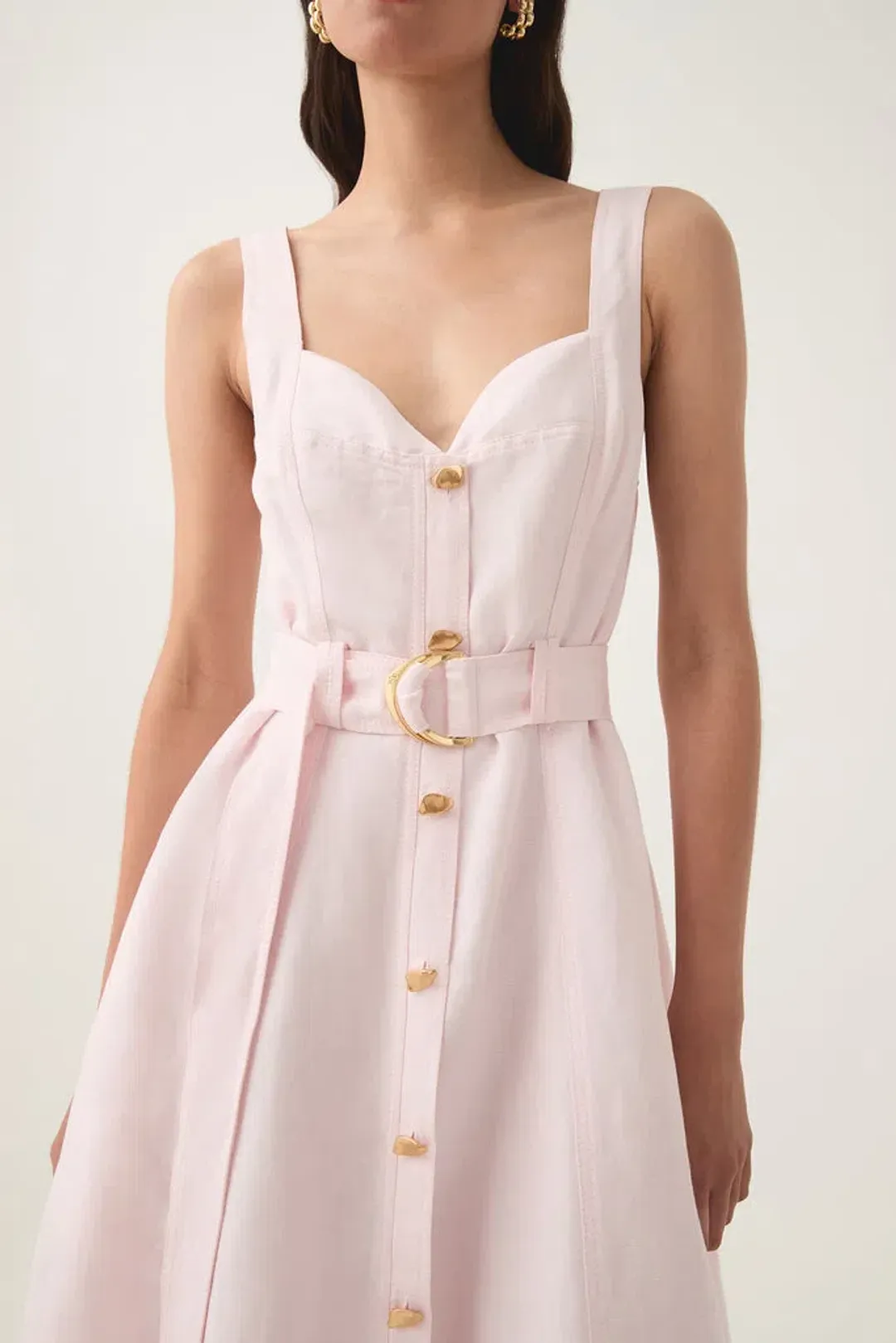 Aje Clay Belted Midi Dress Pastel Pink size8 for rent on The Volte - main image
