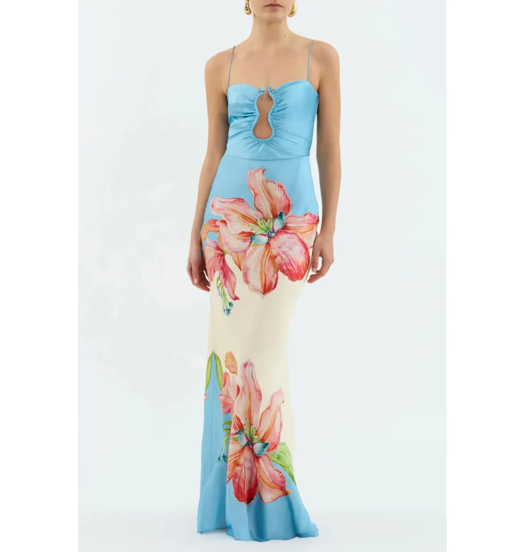 Rebecca Vallance Orchid Oasis Strap Gown Print Size AU 10  for rent on The Volte - main image