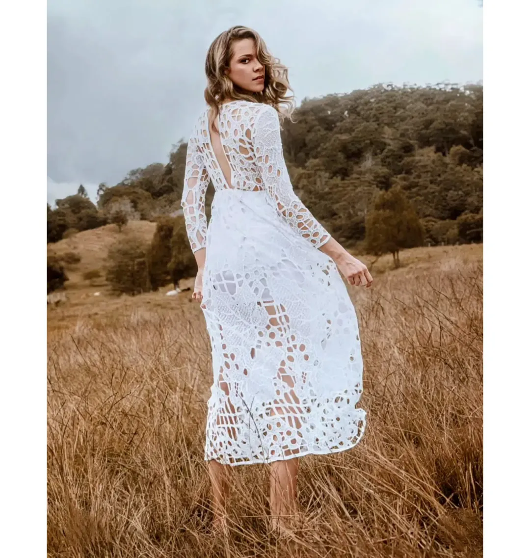 Alice McCall Burning Love Dress in White Leaf Size AU 8 for rent on The Volte - main image