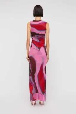 Scanlan Theodore Italian Watercolour Dress Raspberry Pink Size 10 for rent on The Volte - image 2