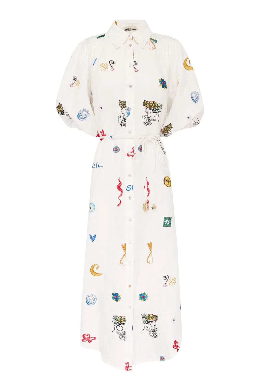 Alémais Soleil Embroidered Shirtdress White/Multi Size 12 for rent on The Volte - main image