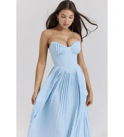 House Of CB Marcella Pleated Maxi Dress Ocean Blue Size S / 6-8 for rent on The Volte - image 2