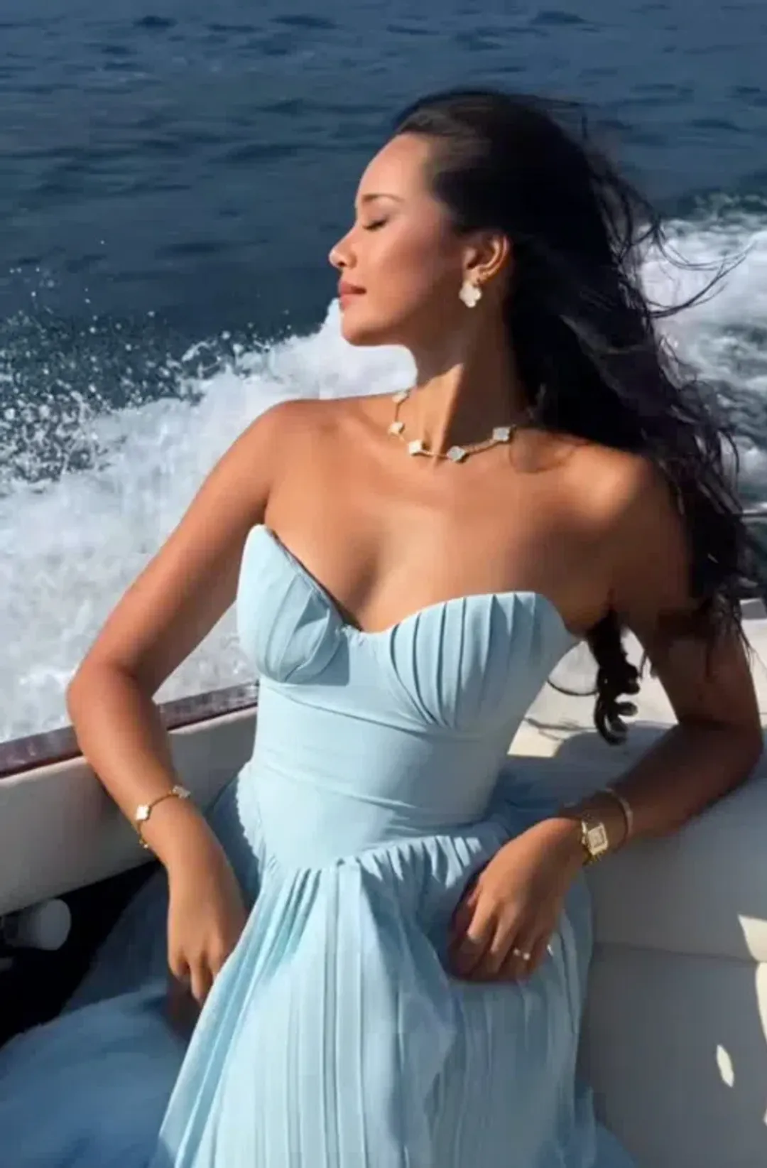 House Of CB Marcella Pleated Maxi Dress Ocean Blue Size S / 6-8 for rent on The Volte - main image