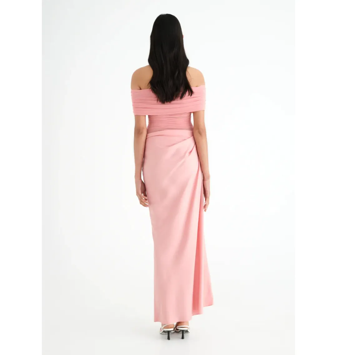 Benni Nico Off Shoulder Maxi Dress Candy Floss Size AU 8   for rent on The Volte - main image