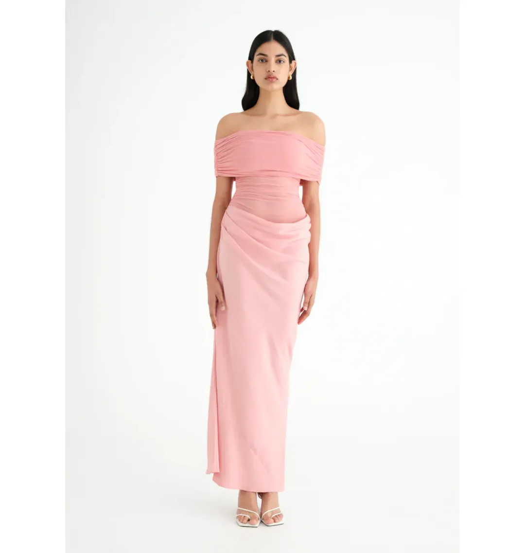 Benni Nico Off Shoulder Maxi Dress Candy Floss Size AU 8   for rent on The Volte - main image