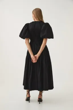 Aje Fallingwater Ruched Midi Dress in Black Size AU 16 for rent on The Volte - image 3