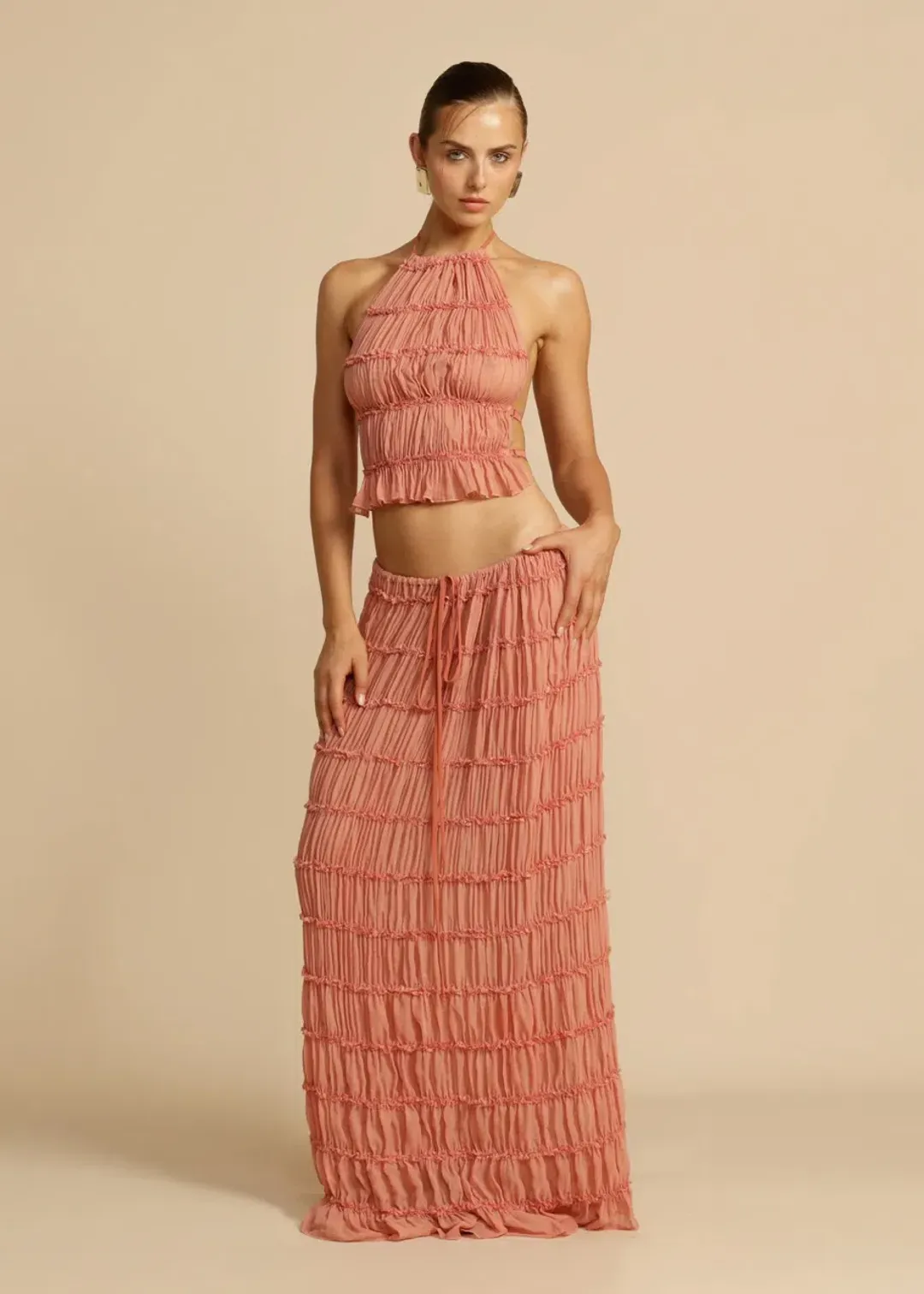Arcina Ori Juliette Halter Set Peach Size S / AU 6-10 for rent on The Volte - main image