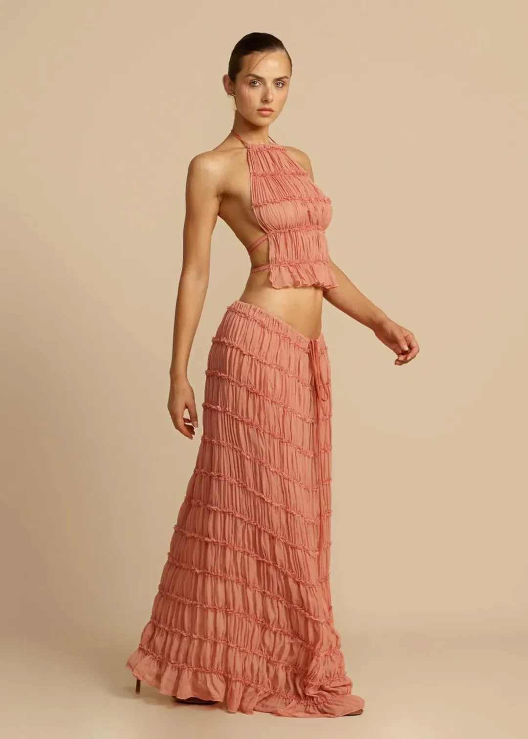 Arcina Ori Juliette Halter Set Peach Size S / AU 6-10 for rent on The Volte - main image