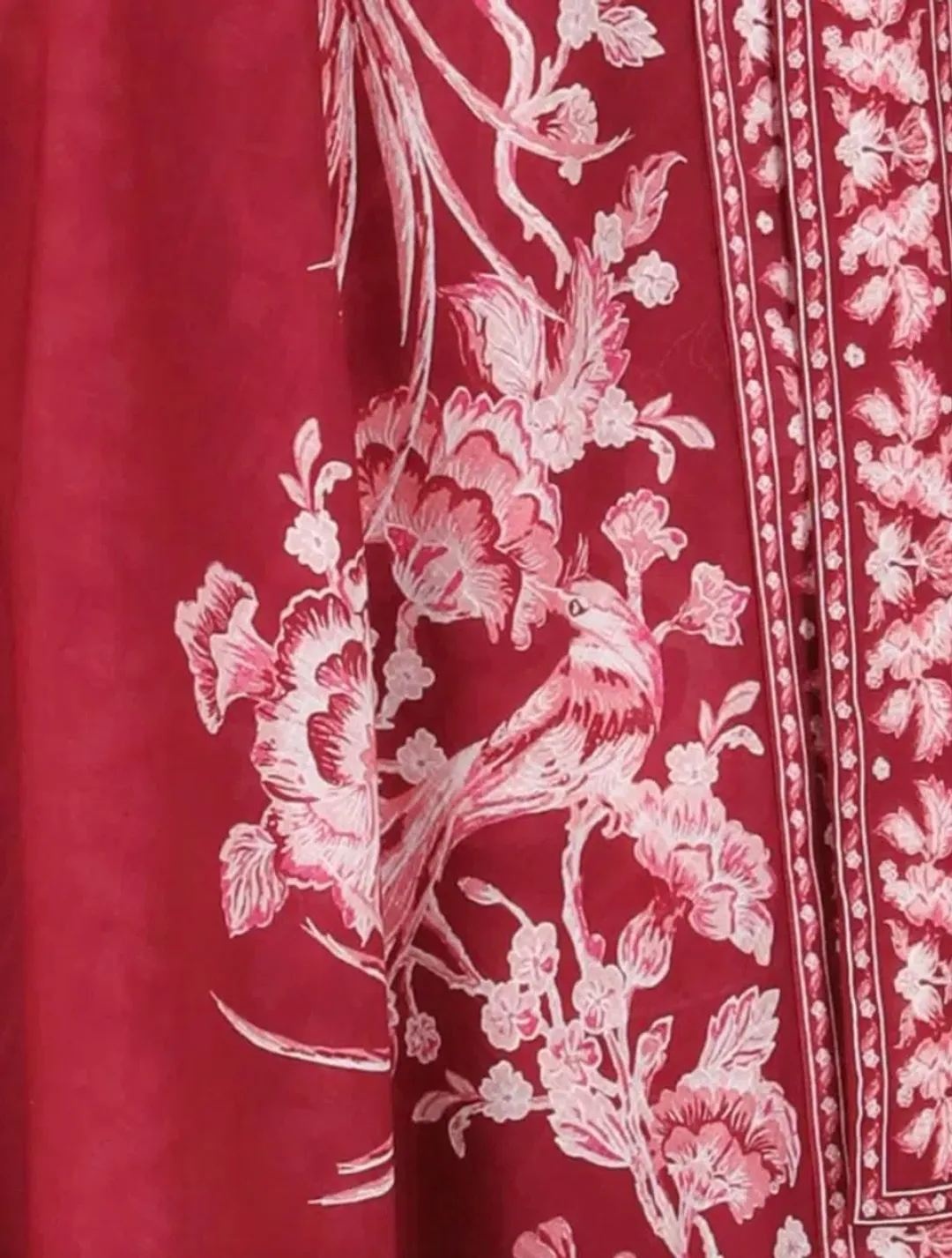 Zimmermann Tiggy Wrap Midi Dress Rhubarb Bird Floral Size 0 / 8 AU for rent on The Volte - main image