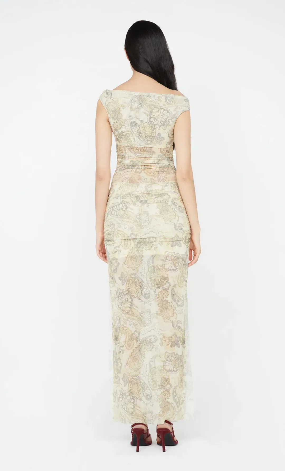 Bec & Bridge Shyla Off Shoulder Dress Faded Paisley Size AU 6 for rent on The Volte - main image