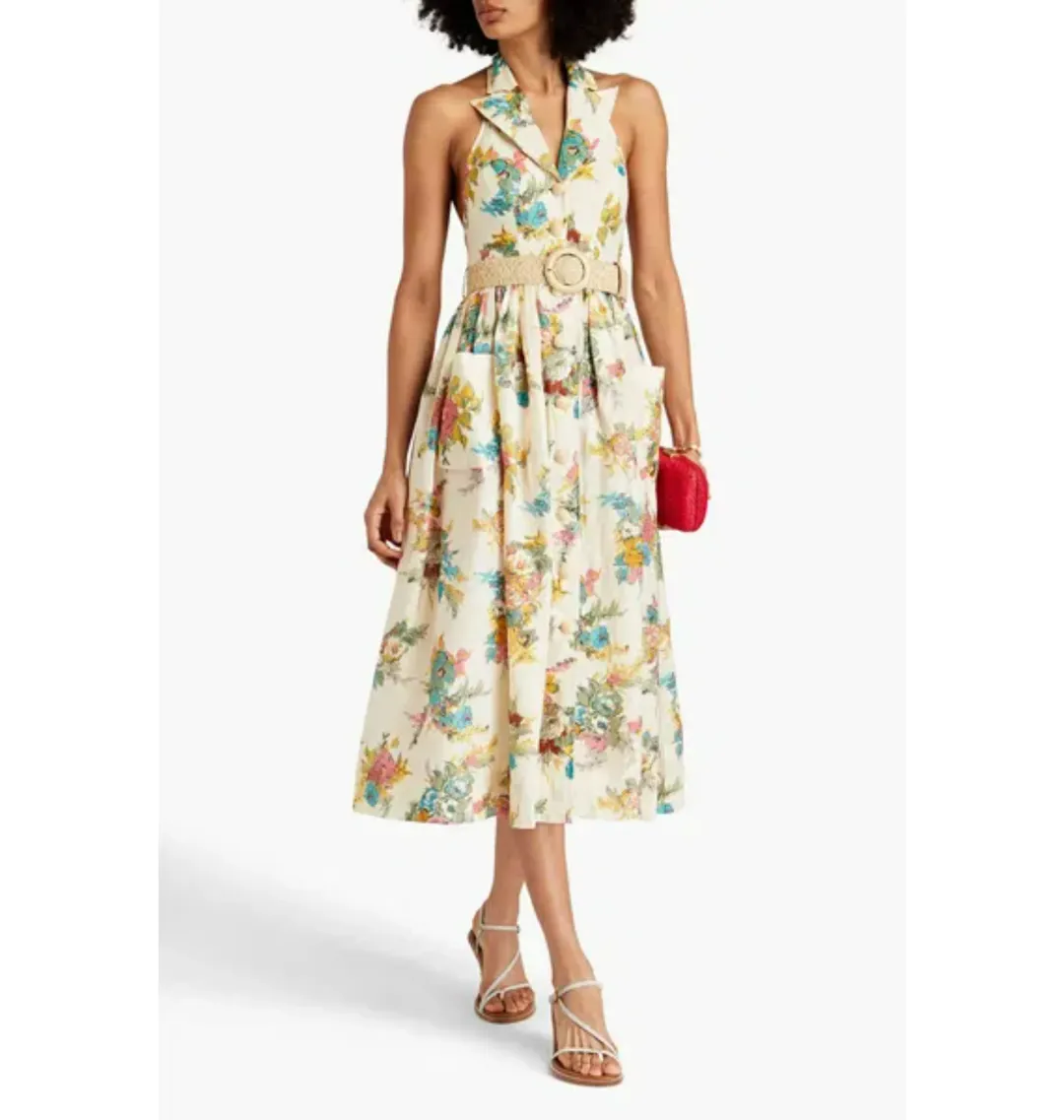 Zimmermann Clover Halterneck Shirt Dress Floral Print Size 1 / AU 10 for rent on The Volte - main image