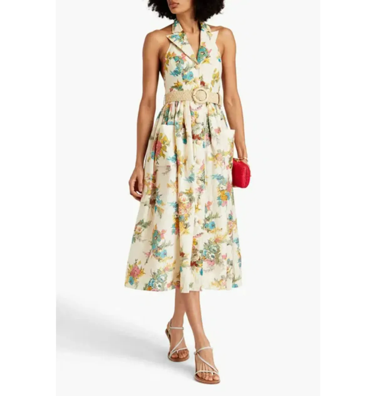 Zimmermann Clover Halterneck Shirt Dress Floral Print Size 1 / AU 10 for rent on The Volte - main image