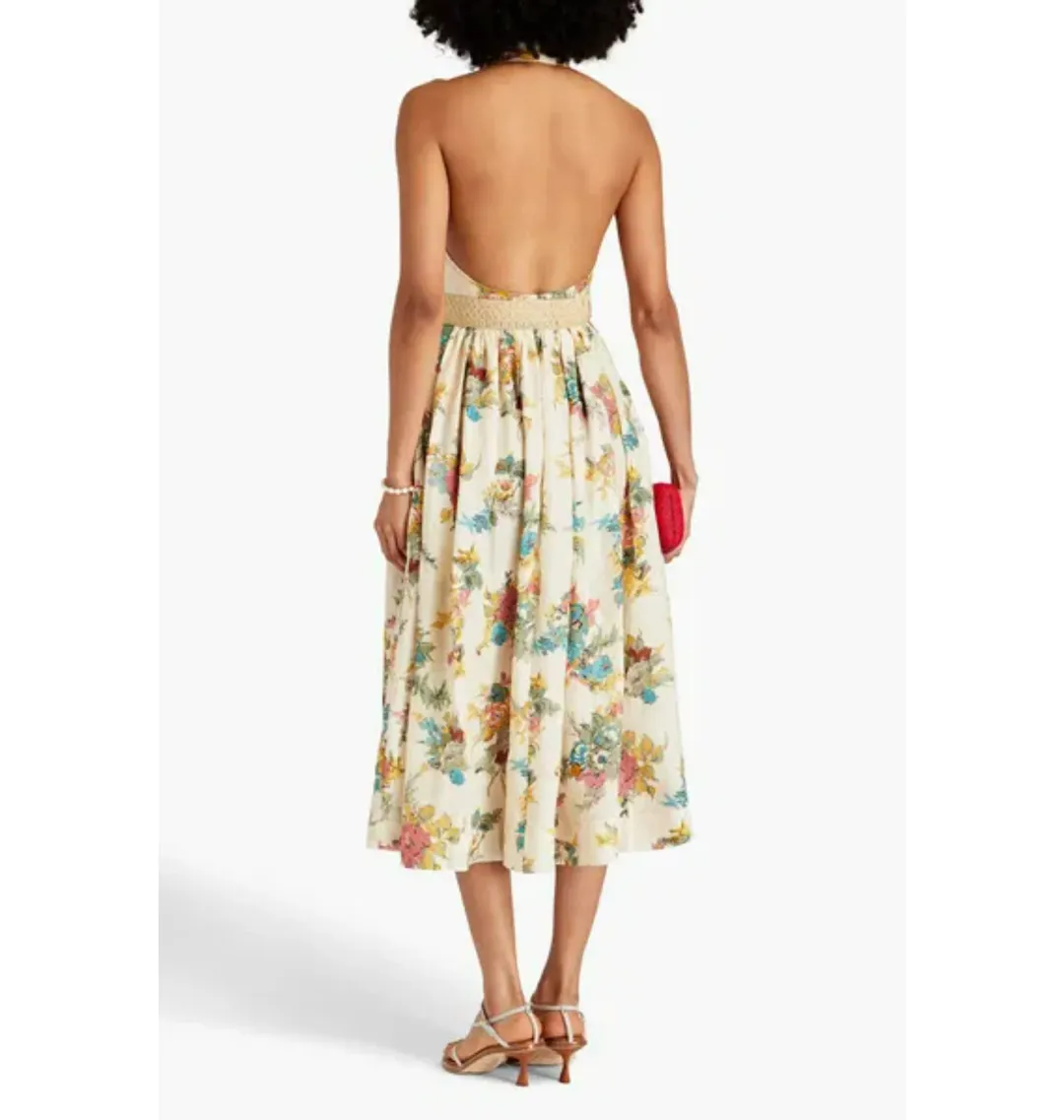 Zimmermann Clover Halterneck Shirt Dress Floral Print Size 1 / AU 10 for rent on The Volte - main image