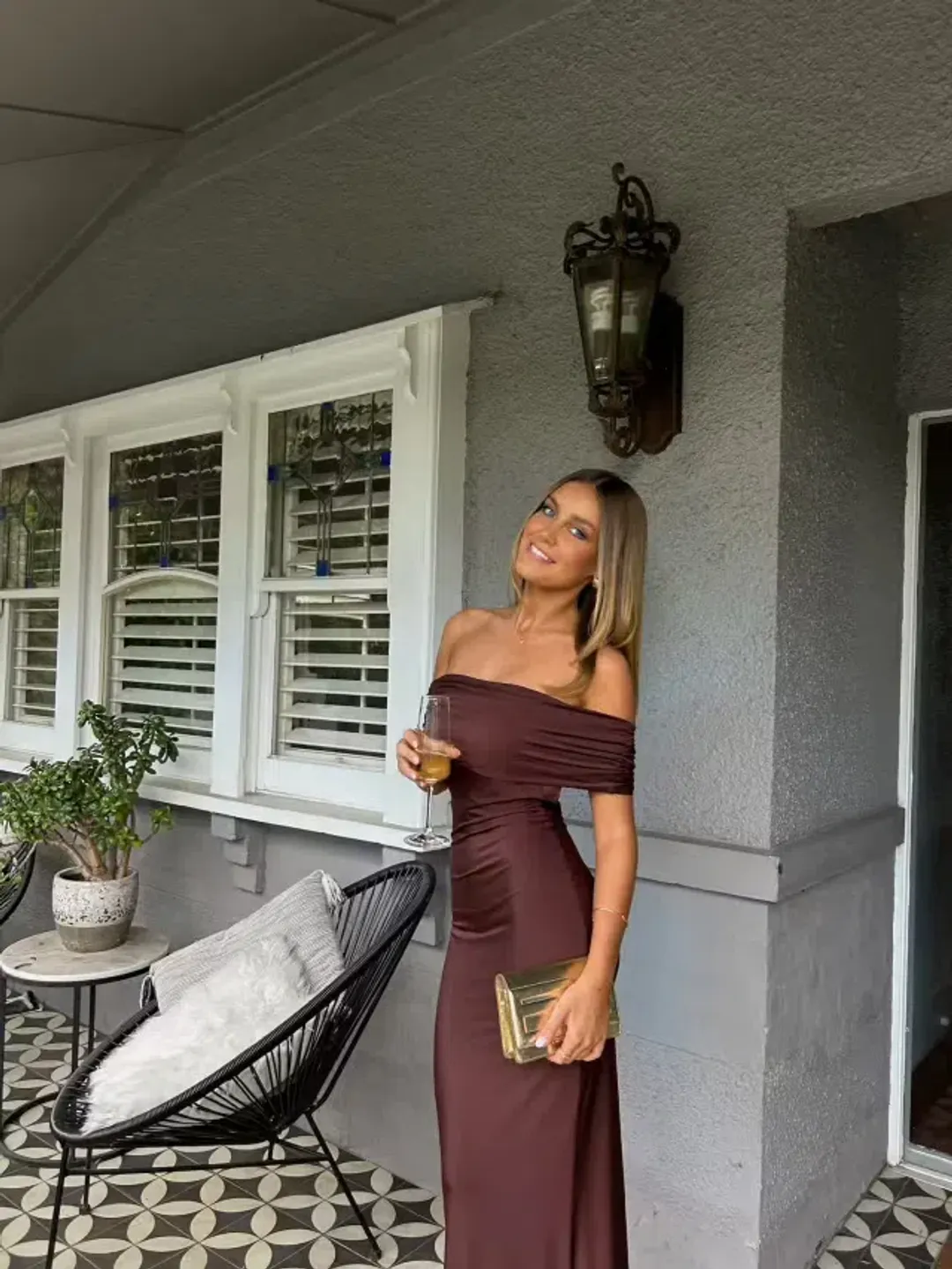 Effie Kats Viela Gown Cocoa Brown Size XS (6-8 AU) for rent on The Volte - main image