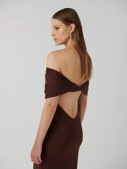 Effie Kats Viela Gown Cocoa Brown Size XS (6-8 AU) for rent on The Volte - image 4