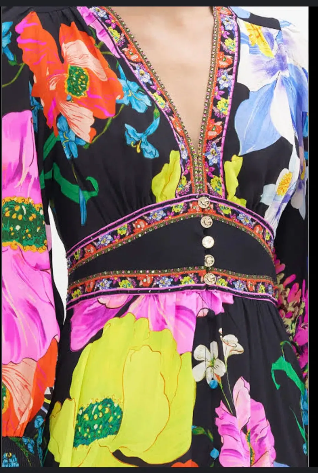 Camilla Button Dress with Shaped Waistband Away With The Fairies Size S/Au 10 for rent on The Volte - main image