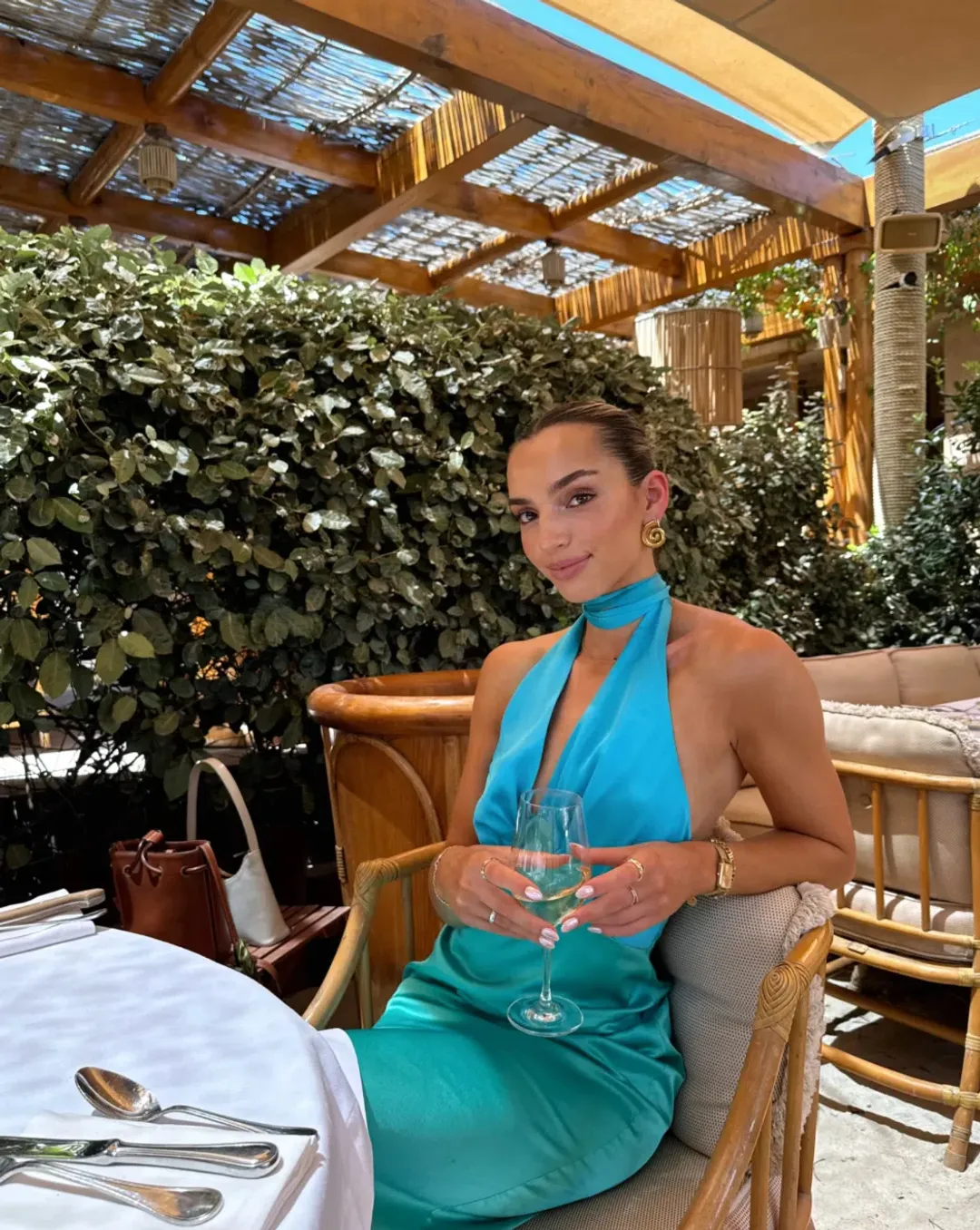The Wolf Gang Oahu Slip Maxi Dress in Aquamarine Blue | Size S Small AU 8  for rent on The Volte - main image