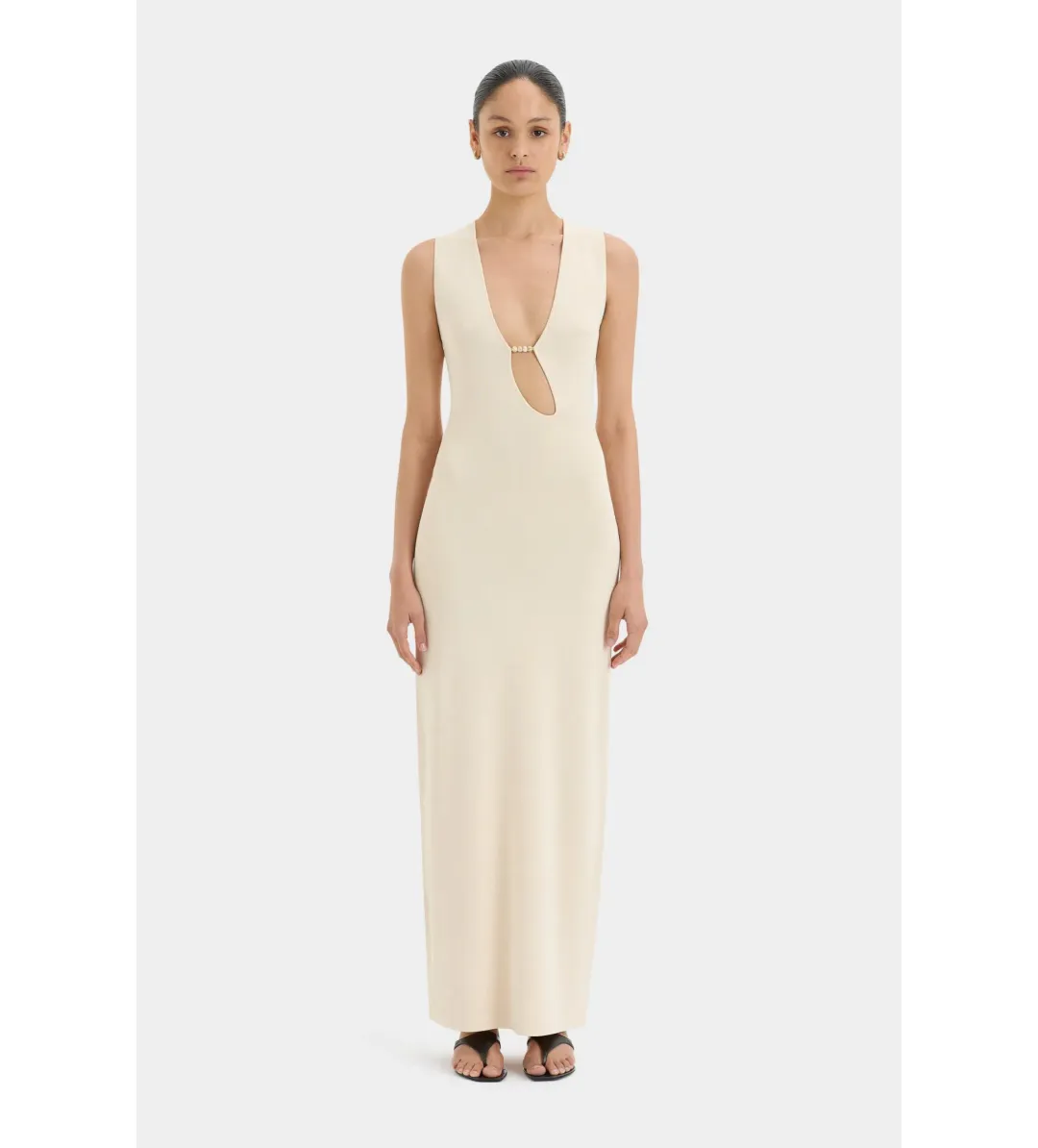 Sir the Label Kinetic Beaded Maxi Dress Ecru Size 1/Au 8  for rent on The Volte - main image