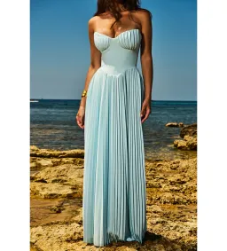 House of CB Marcella Pleated Maxi Dress Ocean Blue Size 8 for rent on The Volte - image 4