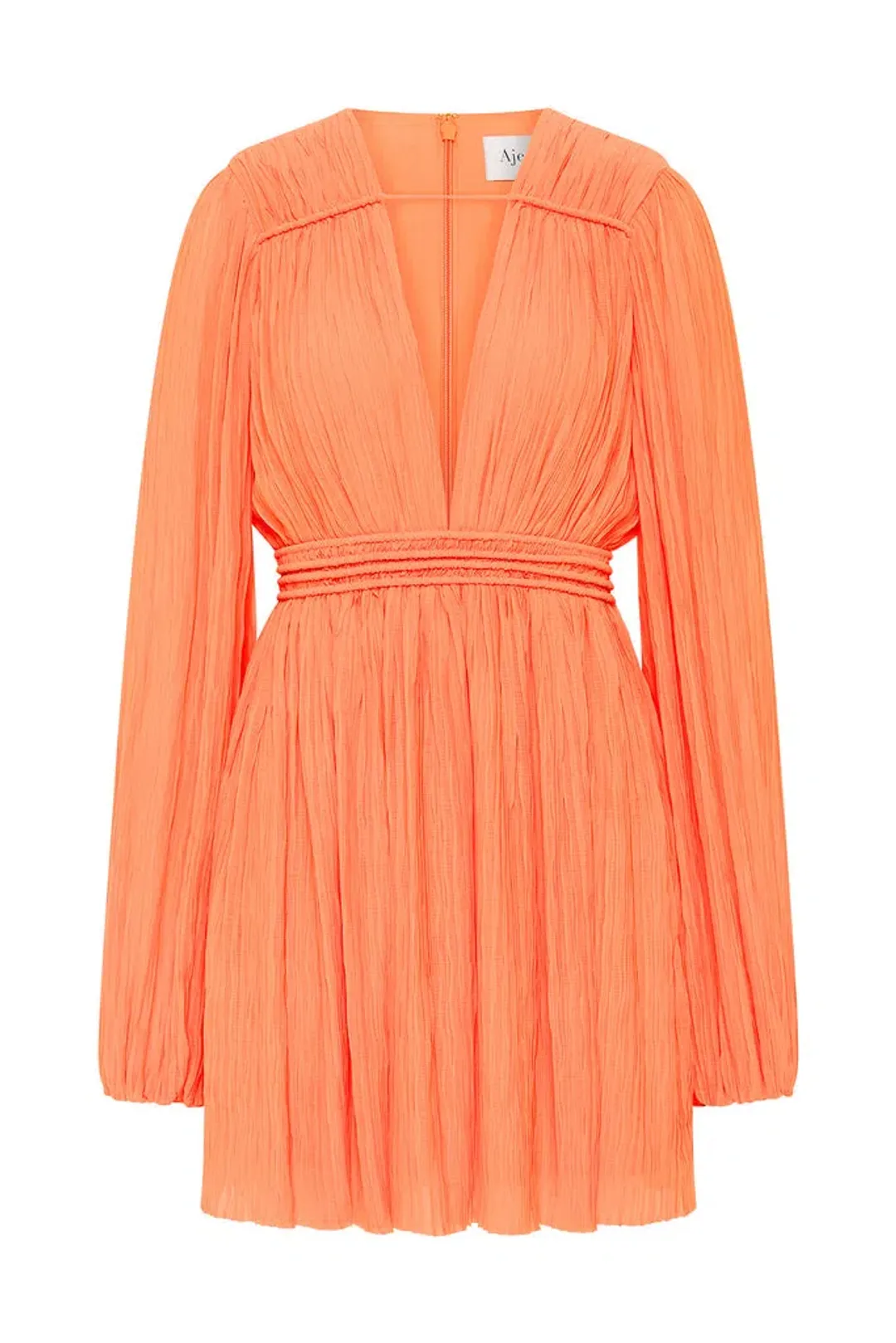 AJE  Genevieve Pleated Mini Dress Apricot Size 12 for rent on The Volte - main image