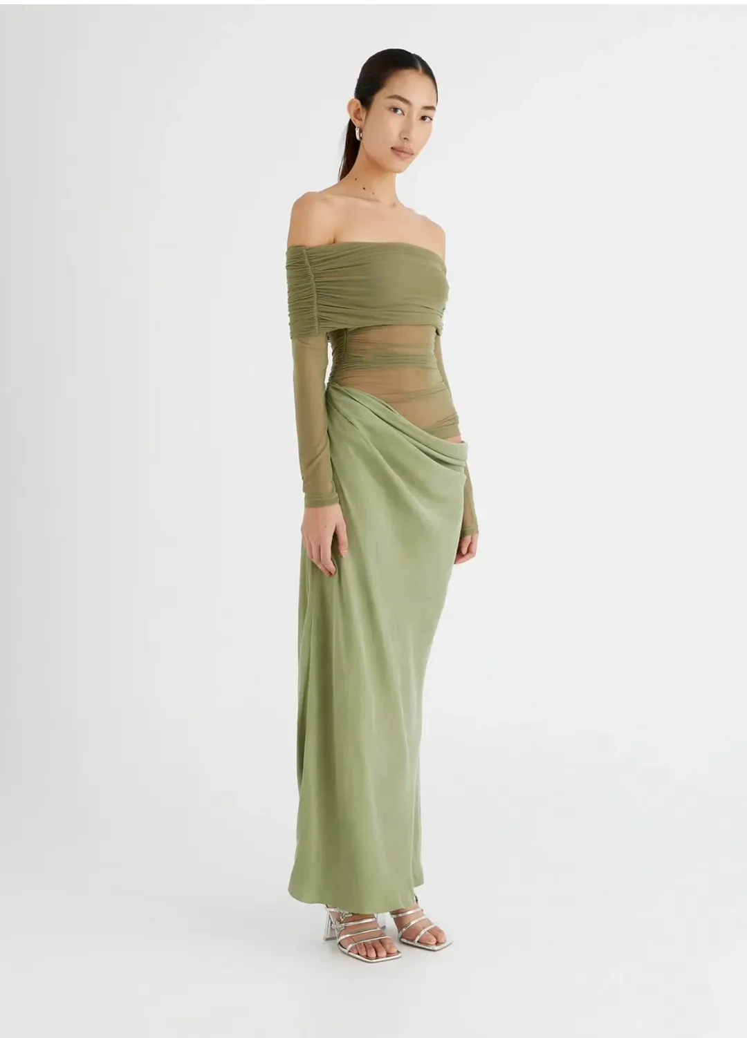 Benni Yasmin Maxi Dress Pistachio Size 8 for rent on The Volte - main image