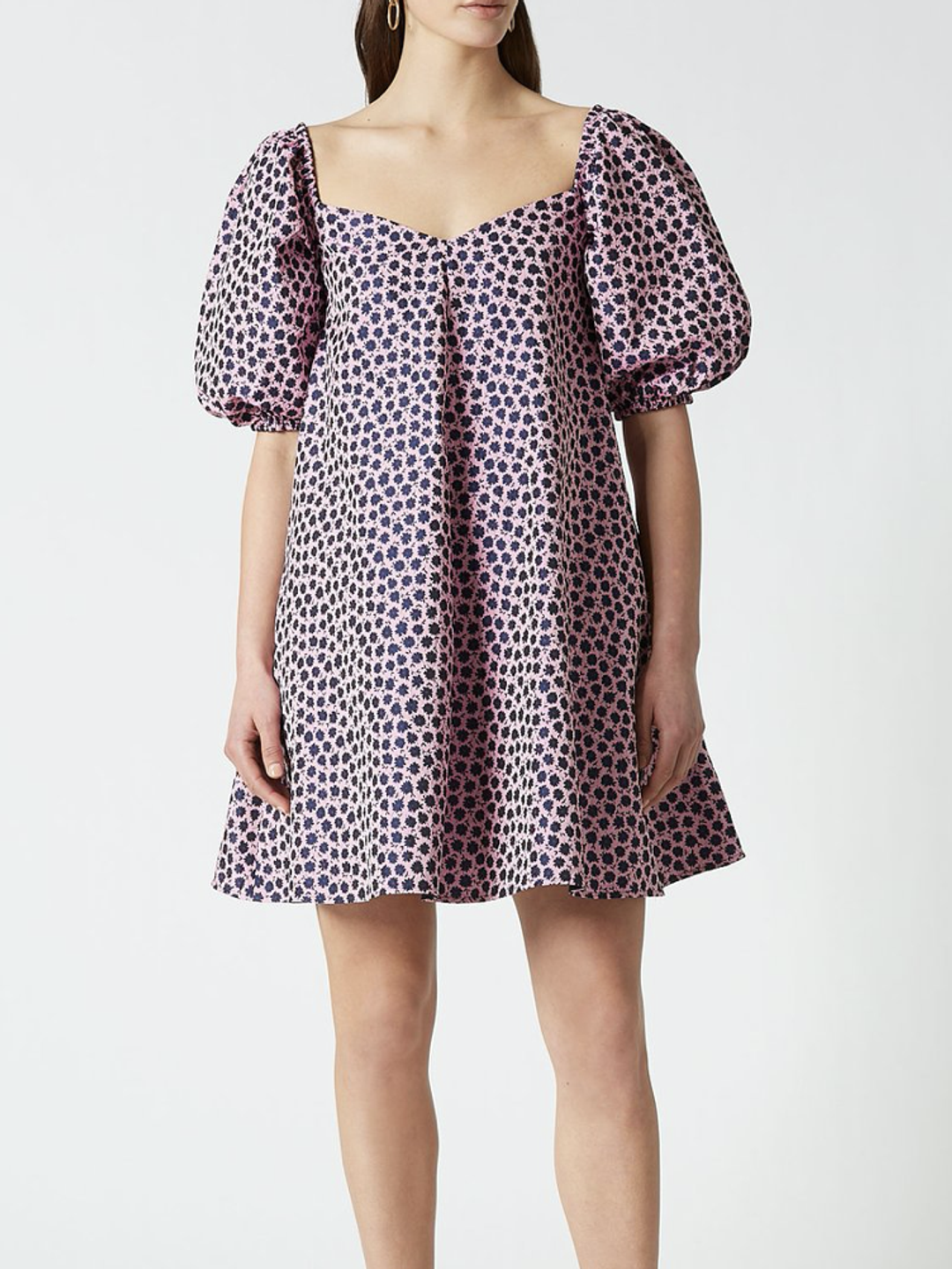 Scanlan Theodore Floral Trapeze Mini Dress Pink Size 6 for rent on The Volte - main image