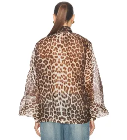 Zimmermann The Illustration Billow Blouse in Chocolate Leopard  Size XS/Au 8 for rent on The Volte - image 2