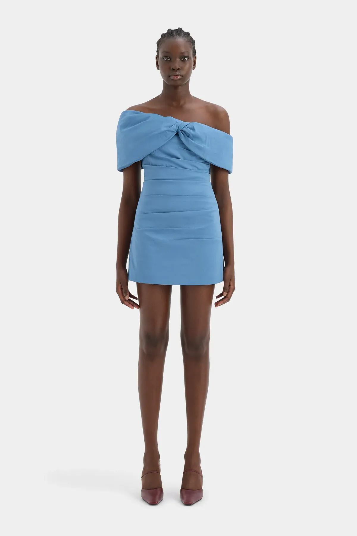 Sir the Label Jones Off Shoulder Mini Dress in Washed Blue Size 2 / AU 10 for rent on The Volte - main image