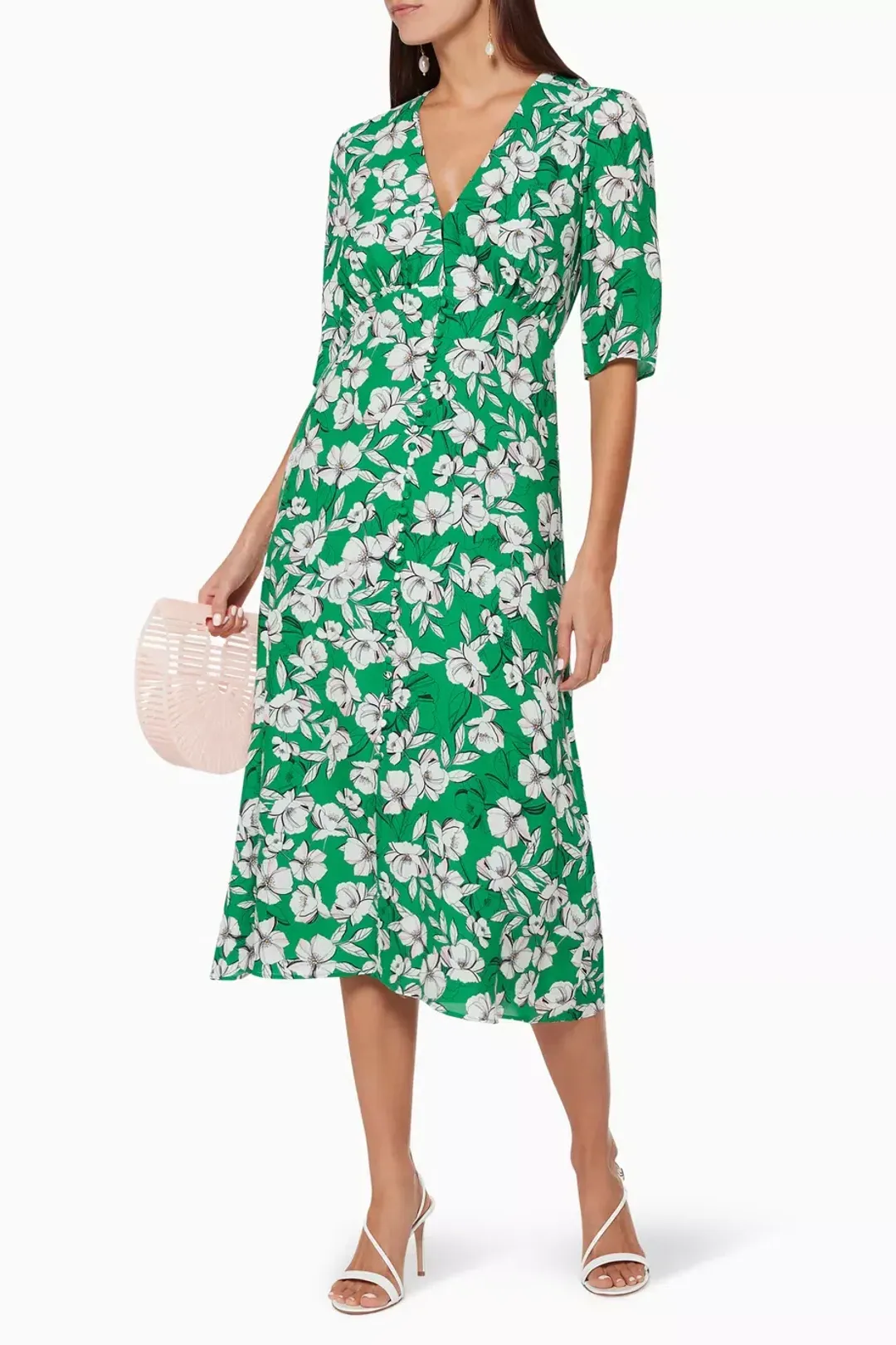 La Maison Talulah That Forever Feeling Midi Dress Green Floral Size 8 for rent on The Volte - main image