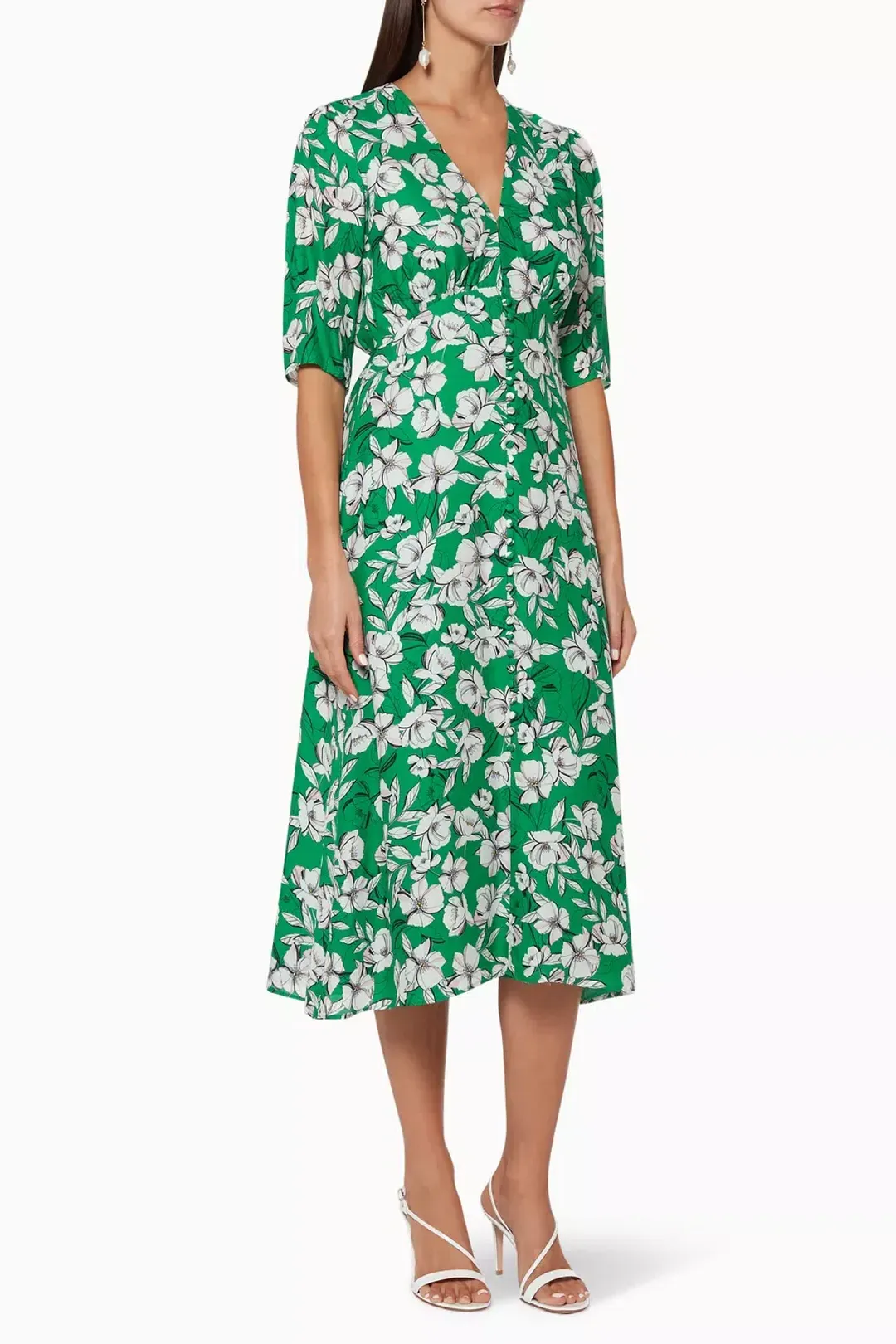 La Maison Talulah That Forever Feeling Midi Dress Green Floral Size 8 for rent on The Volte - main image