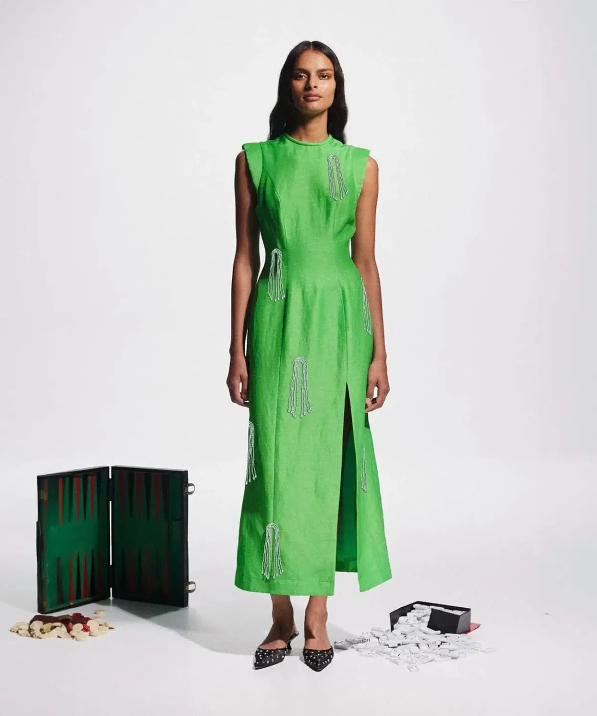 Alemais Dazzle Midi Dress Green Size 8 for rent on The Volte - main image