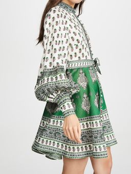Zimmermann The Amari Emerald Buttoned Mini Dress in Green Paisley Size 6 for rent on The Volte - image 3