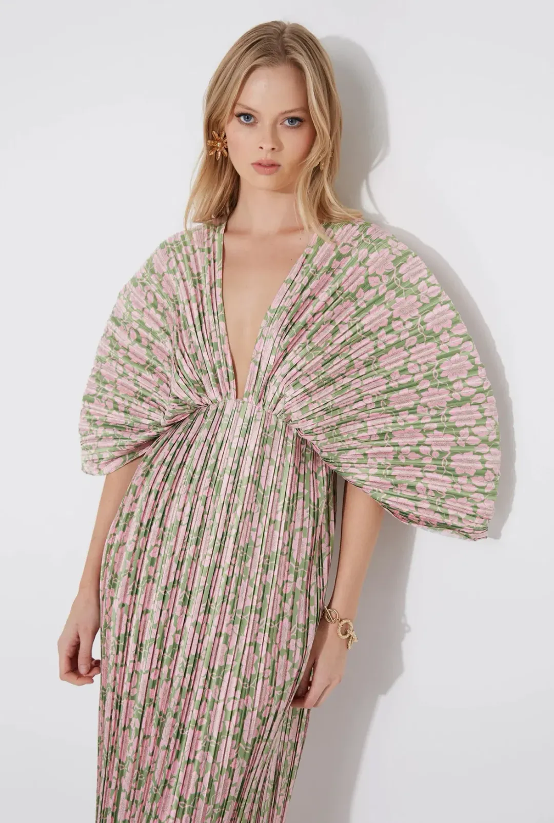 Sonya Moda Gianna Forever Dress Olive Pink Floral Size 8 for rent on The Volte - main image