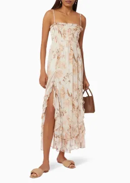 Shona Joy Nina Shirred Midi Dress in Floral Print Size 12 for rent on The Volte - image 1