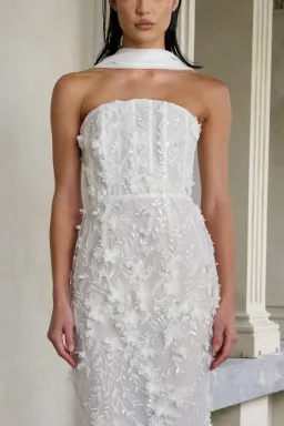 Eliya The Label Paulina Midi Dress White Size M / AU 10 for rent on The Volte - image 2