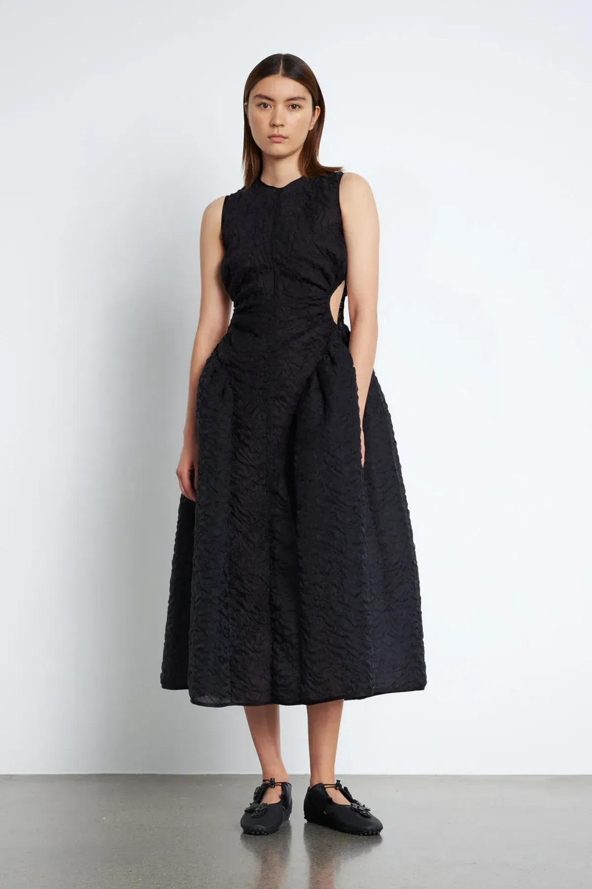 Cecilie Bahnsen Samara Midi Dress Black Size 8 for rent on The Volte - main image