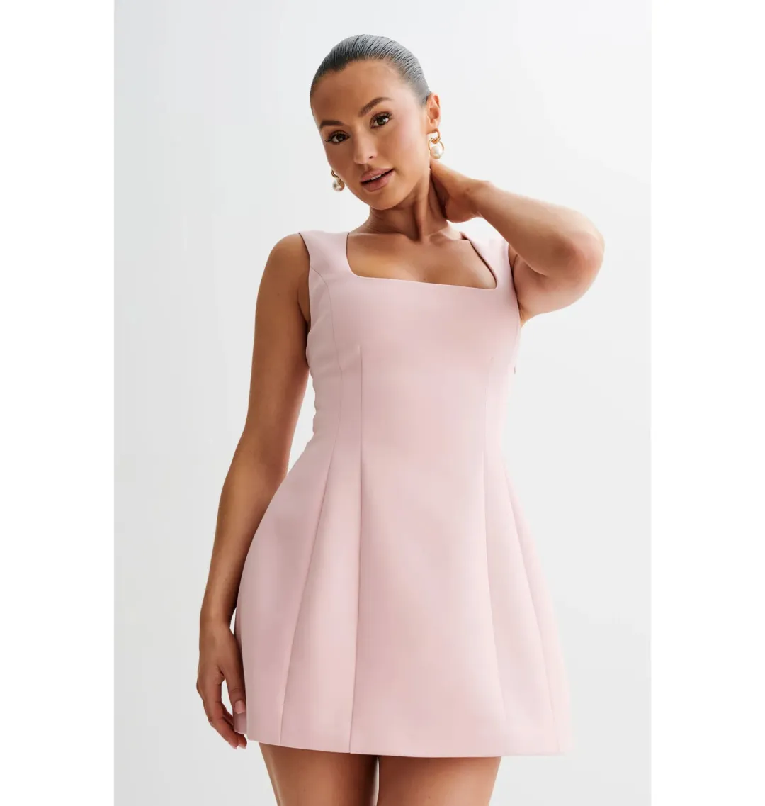 Meshki Lysandre Crepe Mini Dress Baby Pink Size XS / AU 6 for rent on The Volte - main image