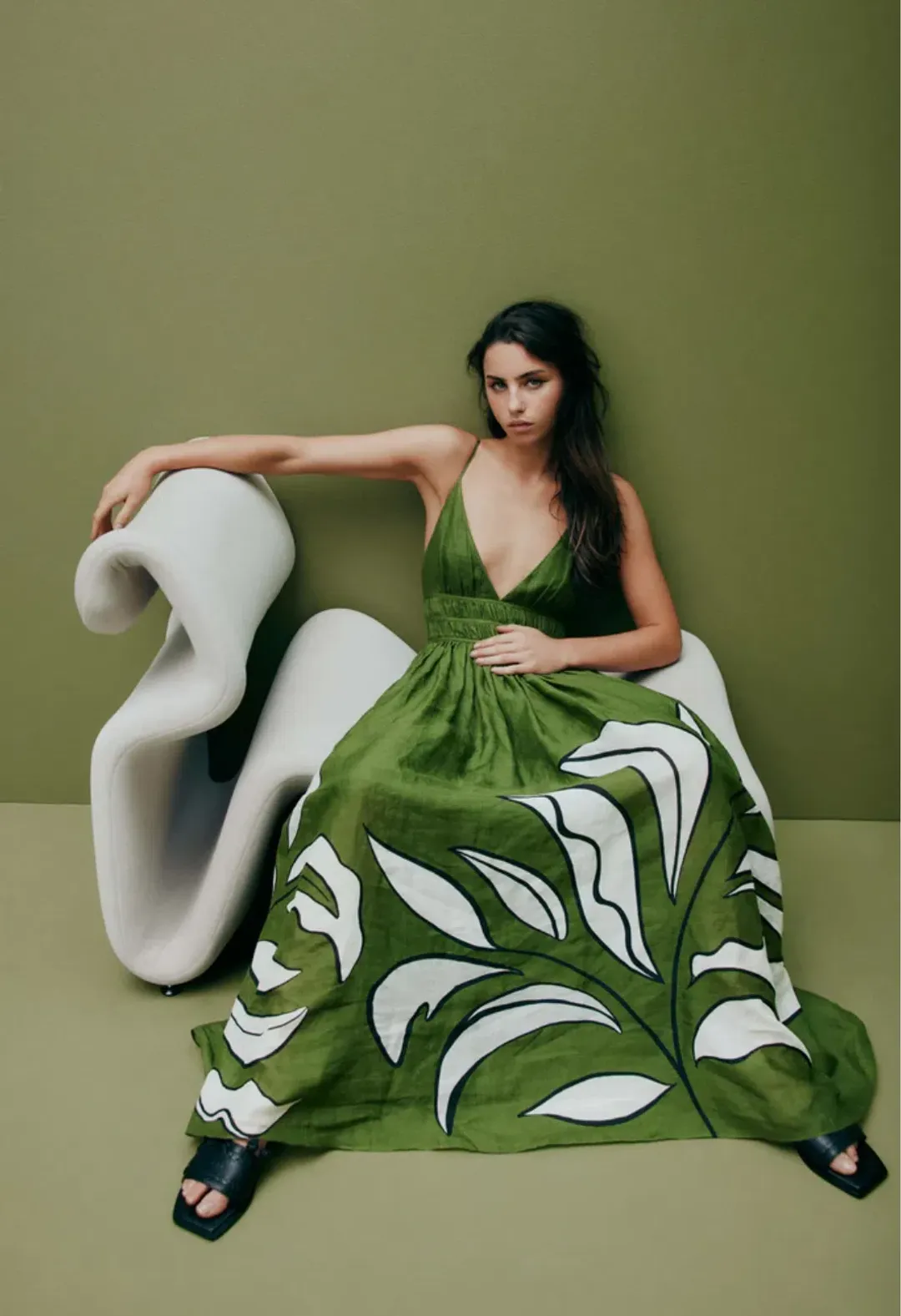 Aje Planetary Maxi Dress Abstract Fern Size 10 for rent on The Volte - main image