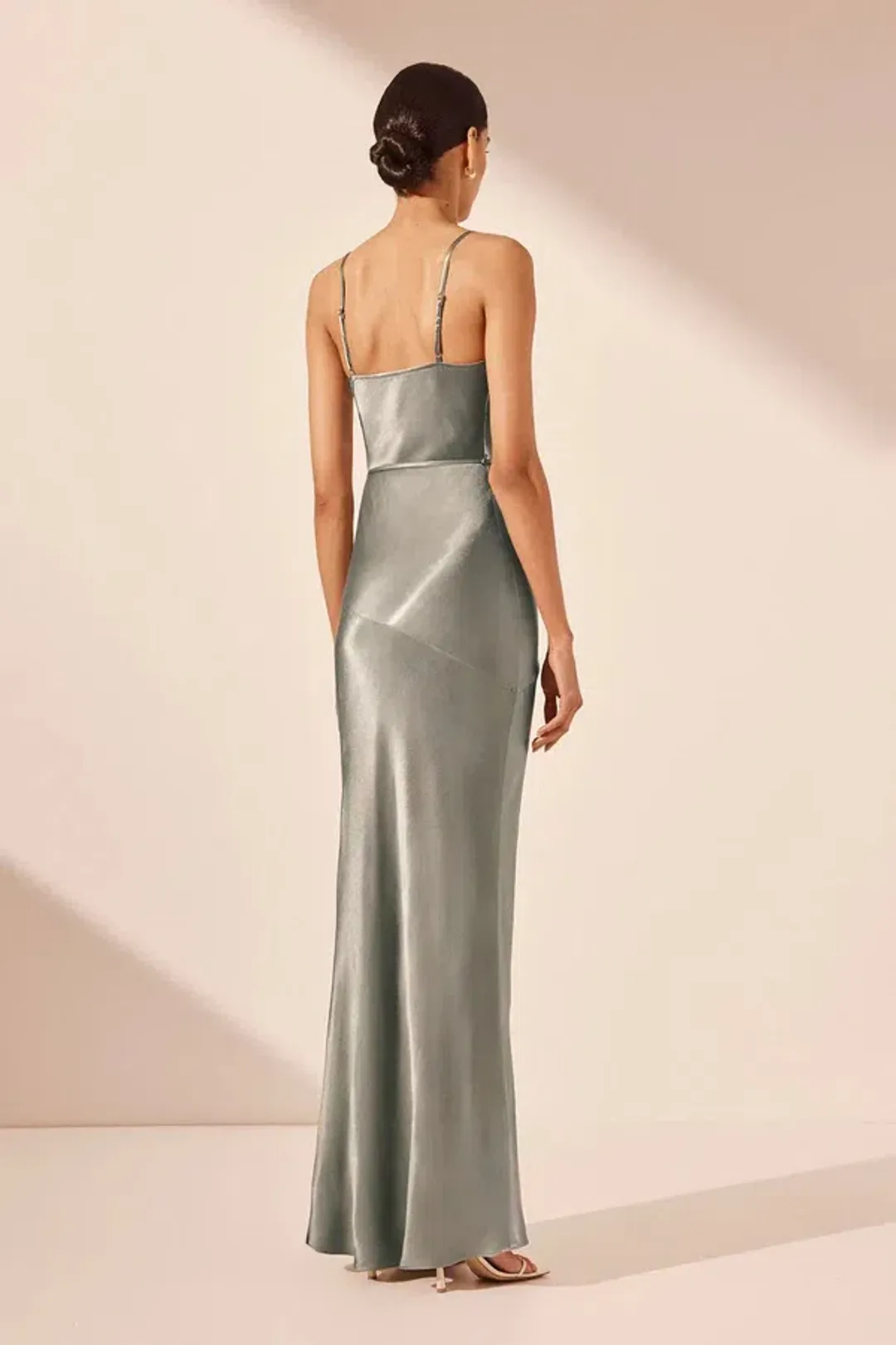 Shona Joy La Lune Bias Cowl Midi Dress Sage Size 10  for rent on The Volte - main image